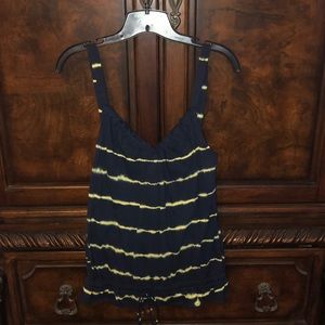Lucky brand navy with lime green stripe tank top